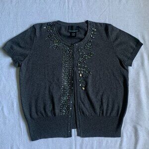 [20% PRICE DROP] CYNTHIA ROWLEY Beaded Gray Women's Cardigan Sweater Large-Sized